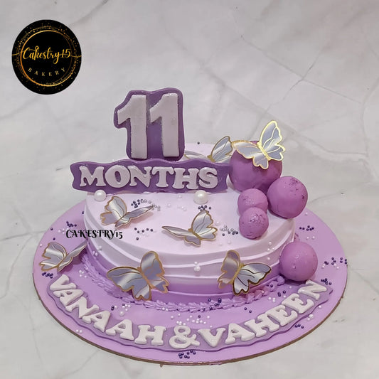 1kg choco chip,twin birthday,11 month celebration by cakestry15 noida,cake full image