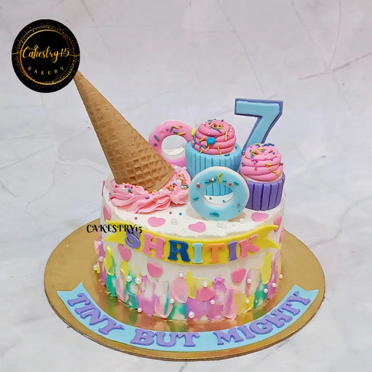 1kg chocolate cake, 7months birthday,celebration cake by cakestry15 noida,cake full image