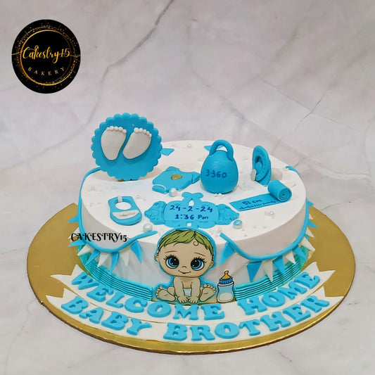 1kg chocolate welcome baby cake by cakestry15 noida,baby shower,cake full image