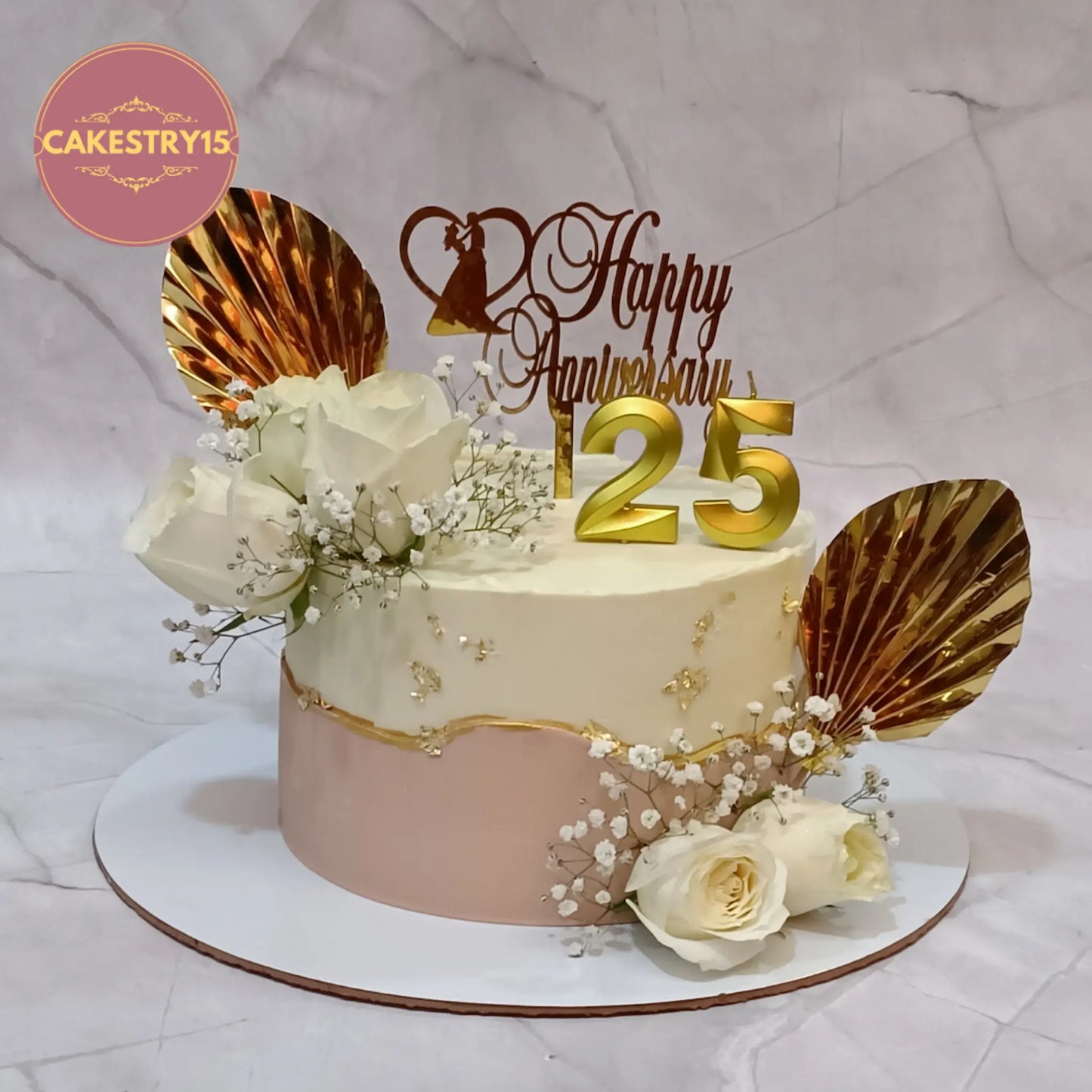 Elegant 25th anniversary kids birthday cake style theme cake Noida made with eggless cakes and floral design