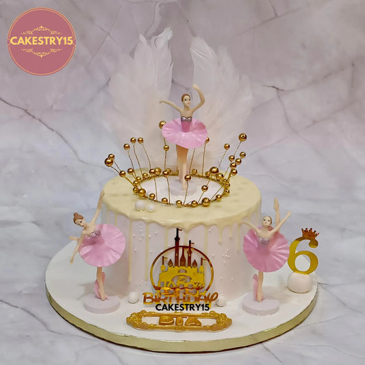 2kg chocolate ballerina crown cake with feather wings and chocolate drip for Dia’s 6th birthday by Cakestry15