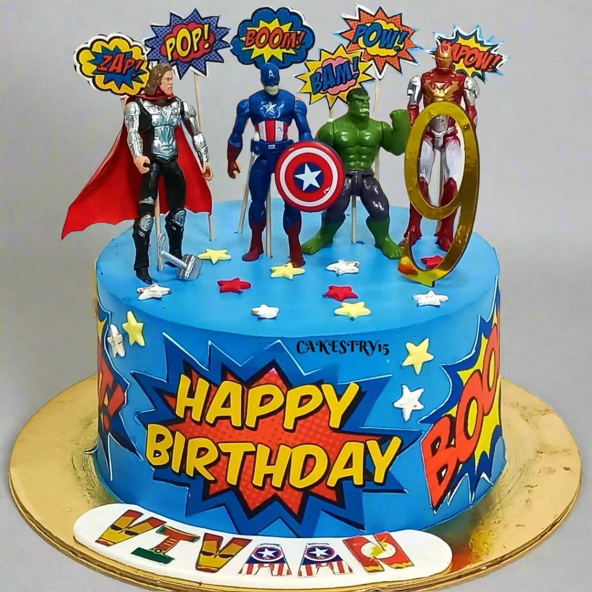 Avengers Theme ,1.5kg size,chocolate flavor, 9th birthday  Cake by cakestry15,noida,full image