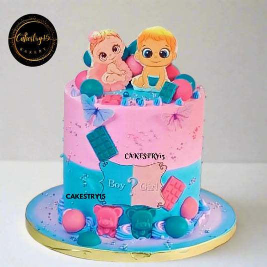 Baby Announcement Theme,2kg size,chocolate flavor Cake by Cakestry15 Noida,full image