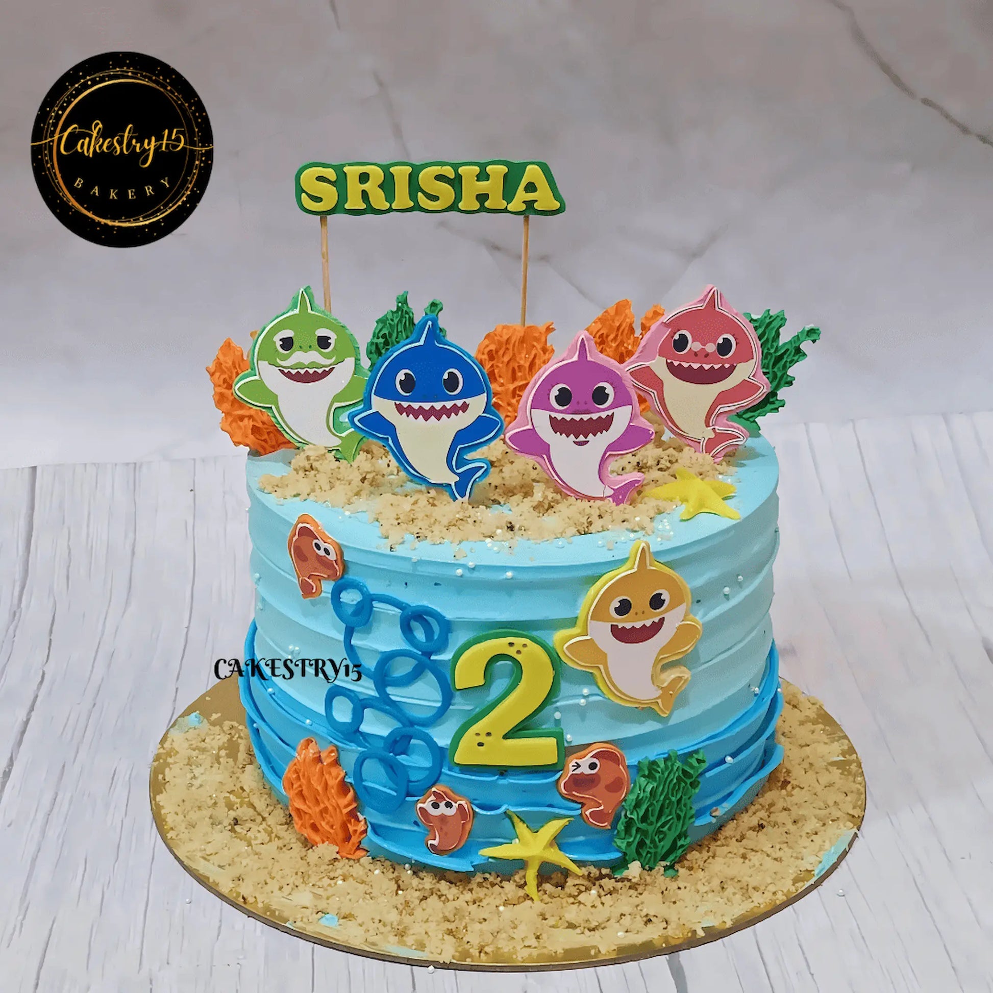 Baby Shark 2kg Blueberry Bliss,2nd birthday,cake for girls,cake full image