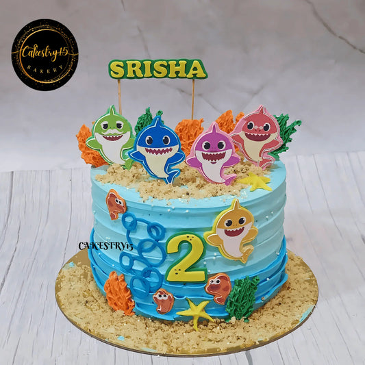Baby Shark 2kg Blueberry Bliss,2nd birthday,cake for girls,cake full image