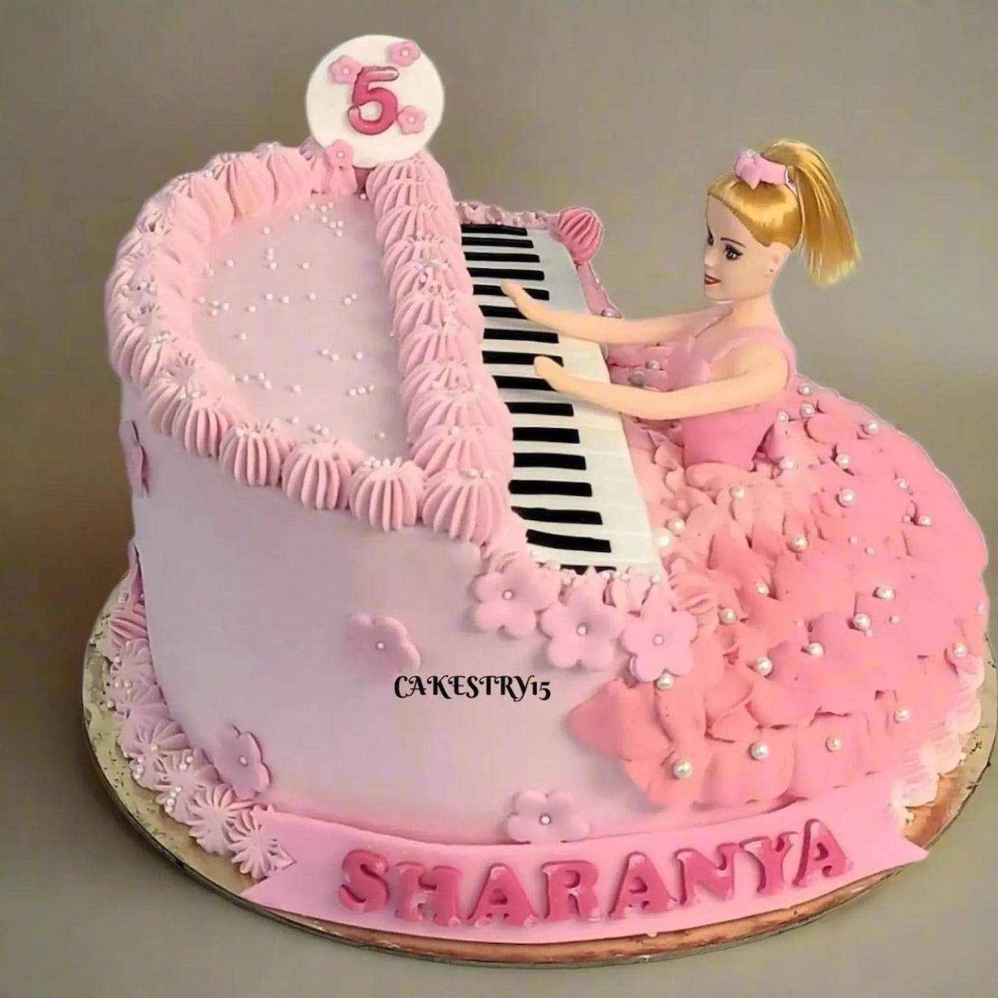 Barbie Piano Theme,2kg size,chocolate flavor,5th birthday Cake by cakestry15 noida,full image