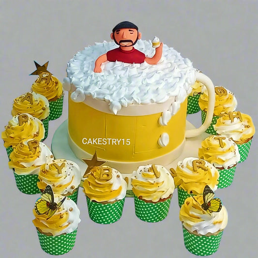 Beer Theme 1kg Cake With Cupcakes