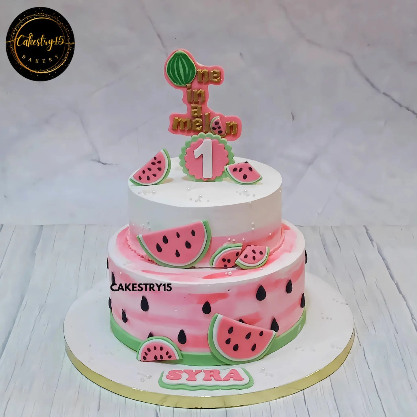 Black Forest Watermelon Cake,2kg 2tier first birthday cake for girls by cakestry15 noida,cake full image