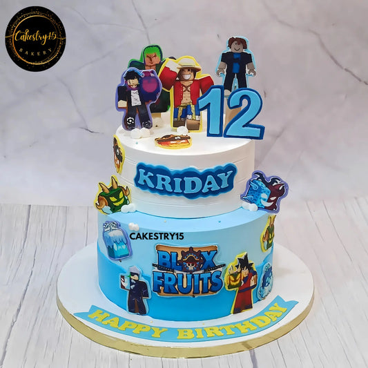 Blox Fruit Birthday Cake,3kg 2tier strawberry 12th birthday cake for a boy by cakestry15 noida,cake full image,roblox games