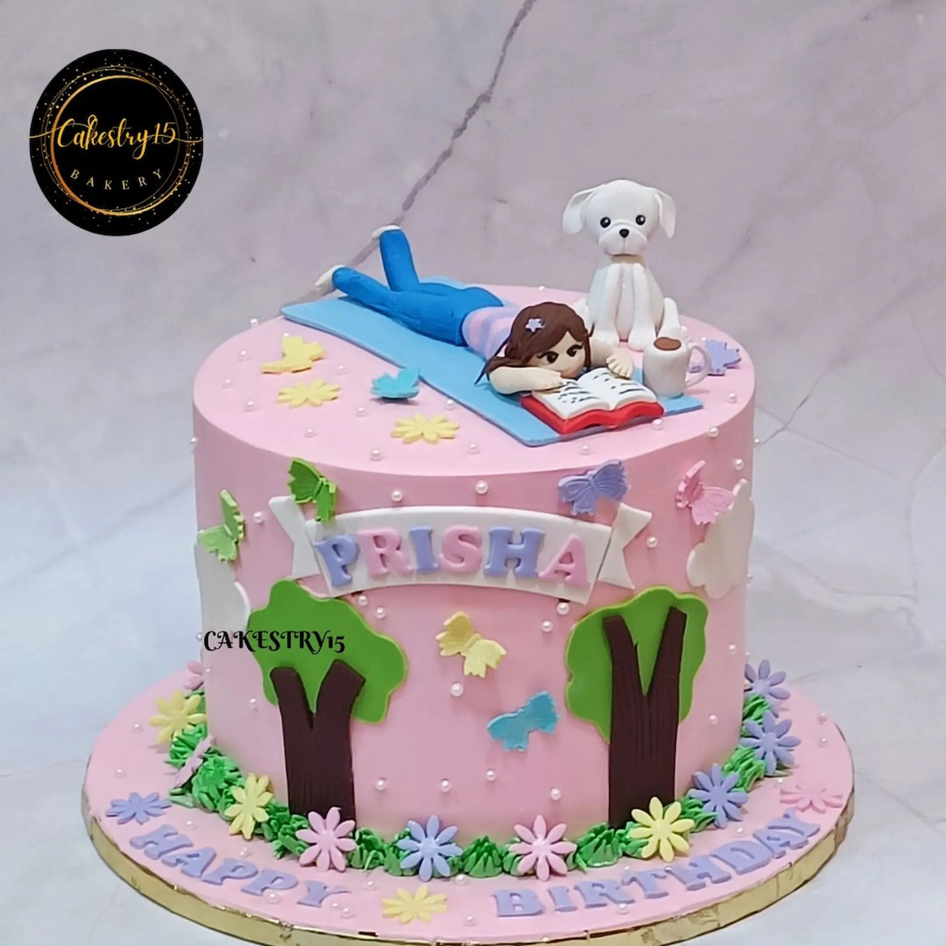 Book Worm 2kg Butterscotch Birthday Cake by cakestry15,noida,cake full image