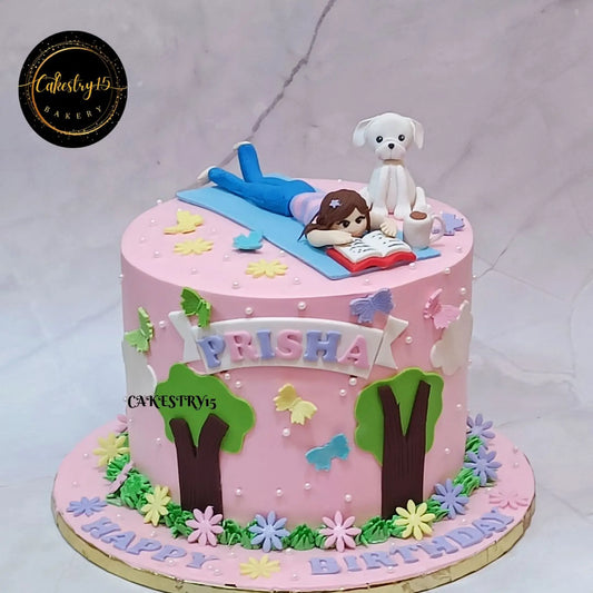 Book Worm 2kg Butterscotch Birthday Cake by cakestry15,noida,cake full image