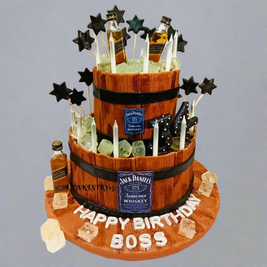 Boss Barrel Theme,6kg size,chocolate flavor,2tier, Birthday Cake by cakestry15 noida,full image