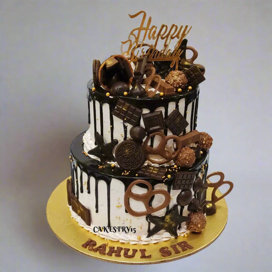 Boss Choco Burst 3kg size 2 tier chocolate flavor  birthday Cake by cakestry15 noida,full image
