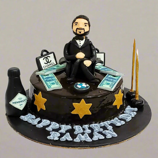 Boss Dollar Theme 1kg size chocolate flavor birthday Cake by cakestry15 noida,full image