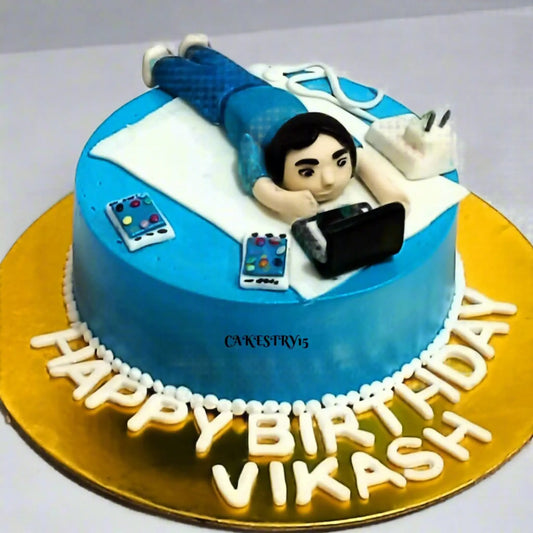 Boss Lazy Theme 1kg  size pineapple flavor birthday Cake by cakestry15 noida,full image