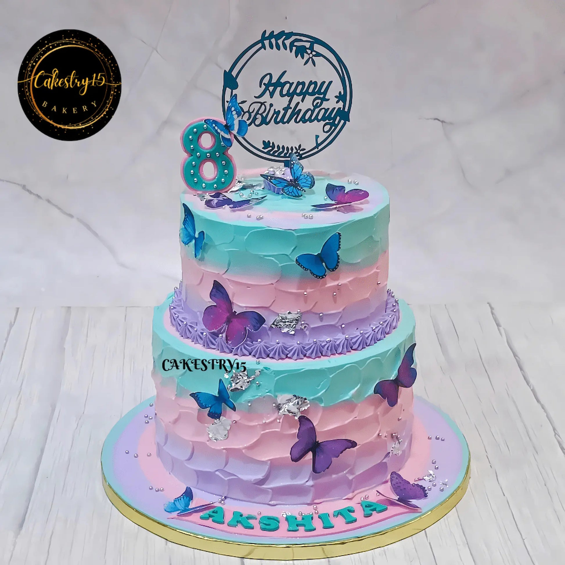 Butterfly Enchantment 3kg pineapple birthday Cake by cakestry15 noida,cake full image,cake for girls