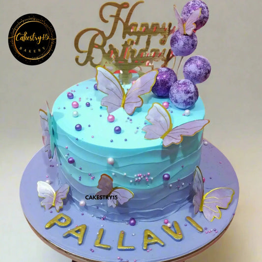 Butterfly Lavender 2kg Theme Cake,cake full image