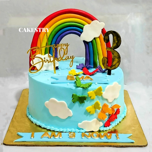 Butterfly Rainbow 1kg Chocolate 3rd birthday Cake by cakestry15 noida,full image