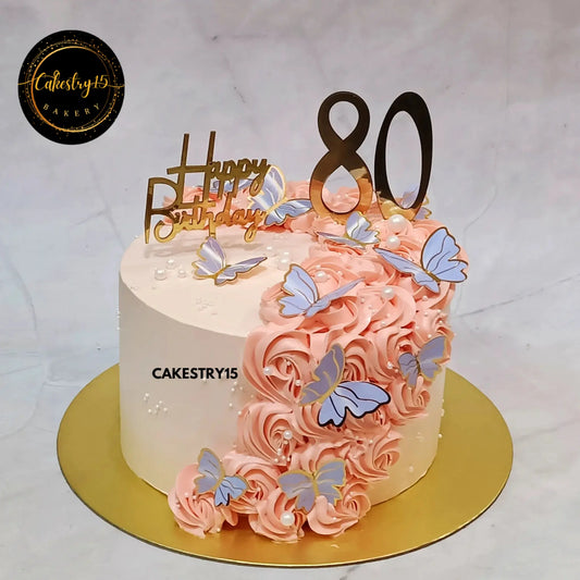 Butterfly Theme 1kg  black forest flavor,birthday Cake by cakestry15 noida,full image