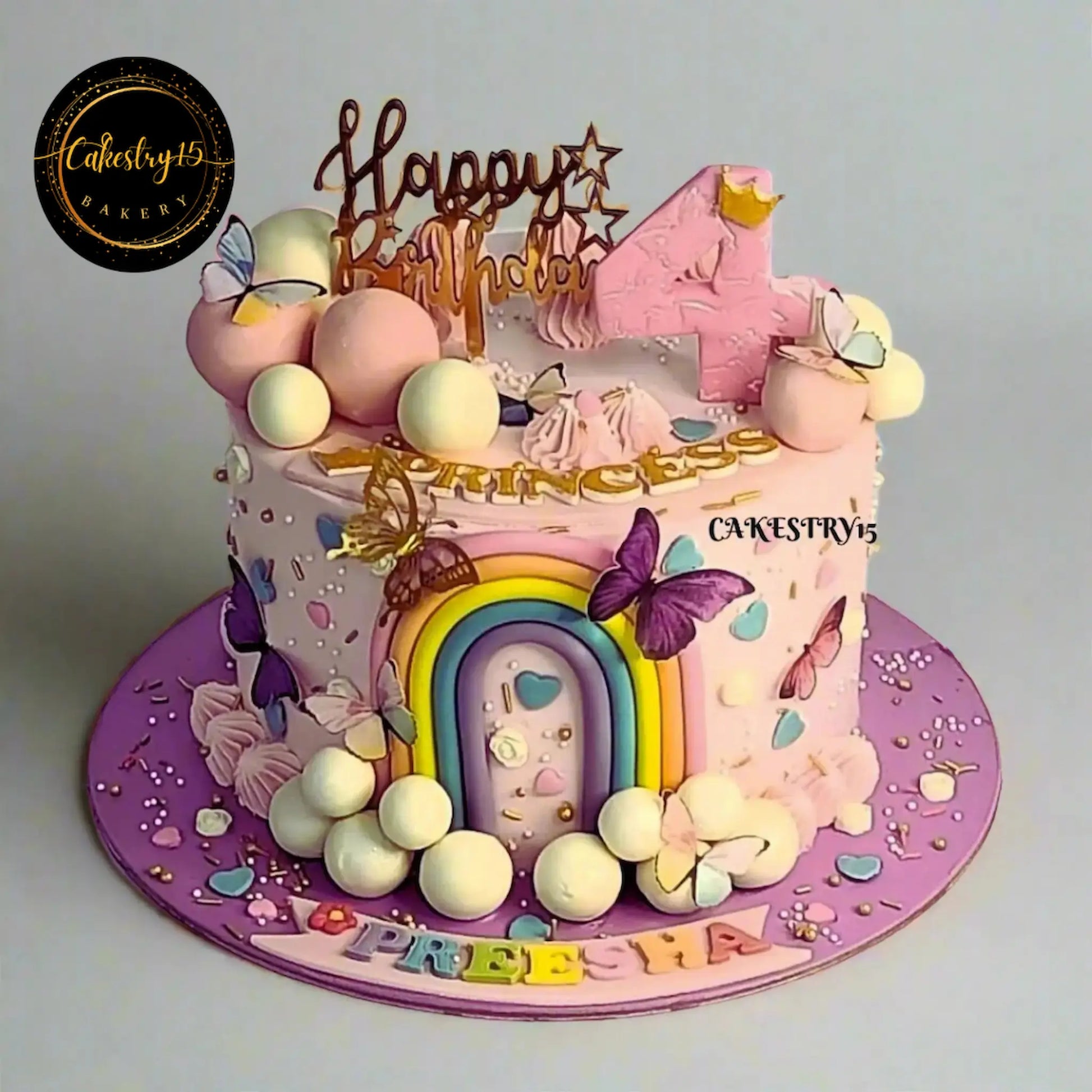 Butterfly celebration 2kg vanilla flavour 4th birthday cake by cakestry15 noida,full image