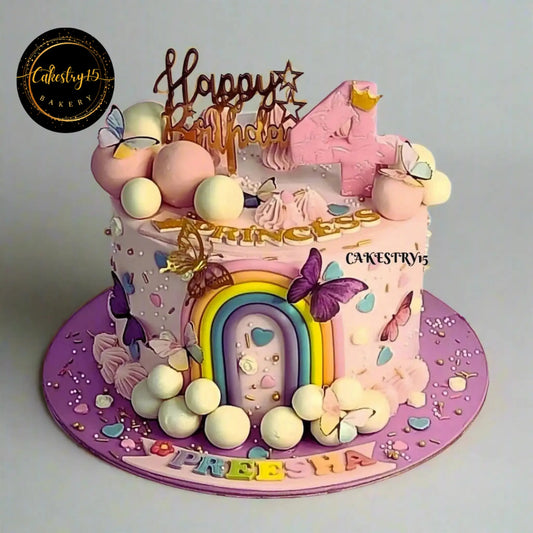 Butterfly celebration 2kg vanilla flavour 4th birthday cake by cakestry15 noida,full image