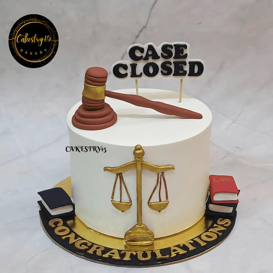 Case Closed Celebration,1kg pineapple birthday cake for a lawyer by cakestry15 noida,cake full image,advocate,justice.