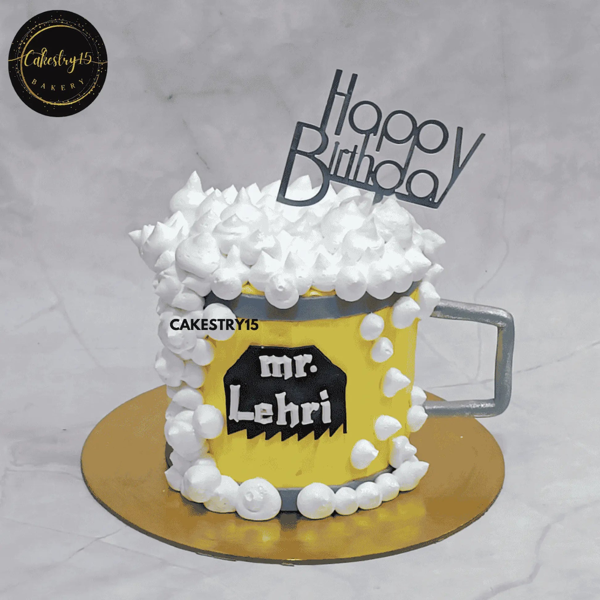 Cheers to 25 Butterscotch Bliss,one kg 25th birthday cake for a man by cakestry15 noida,cake full image