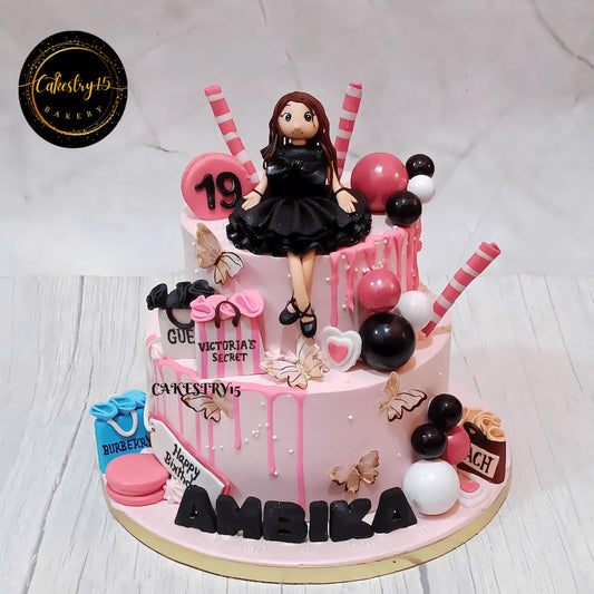 Chic Shopper's Delight 2kg 2tier chocolate birthday Cake by cakestry15,noida,cake full image,cake for girls