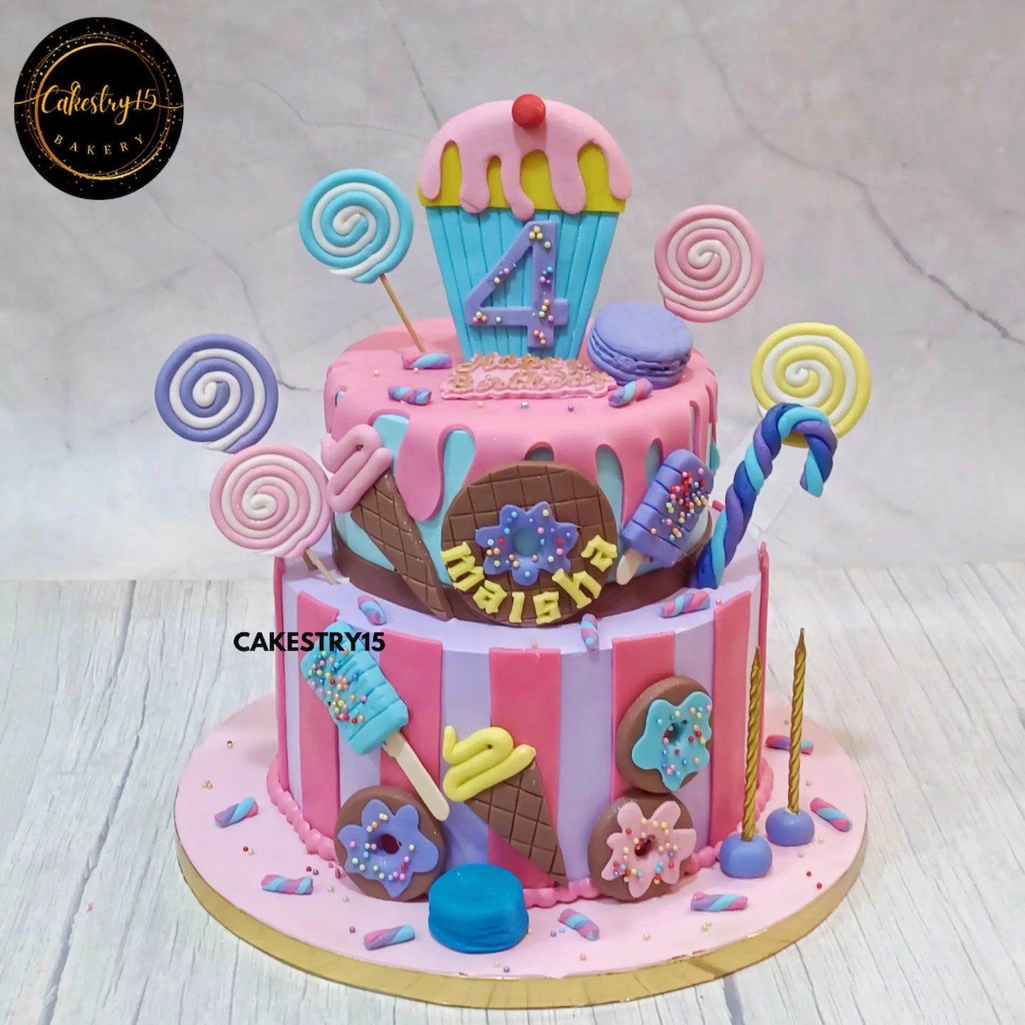 Chocolate Candy Paradise,3kg chocolate 2tier 4th birthday cake by cakestry15 noida,cake full image,cake for girls