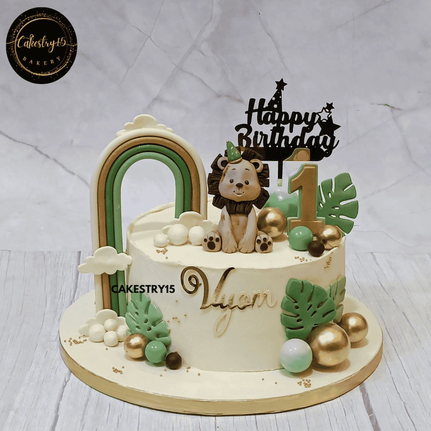 Chocolate Wilderness Cake,2kg first birthday jungle theme cake for a boy by cakestry15 noida,cake full image