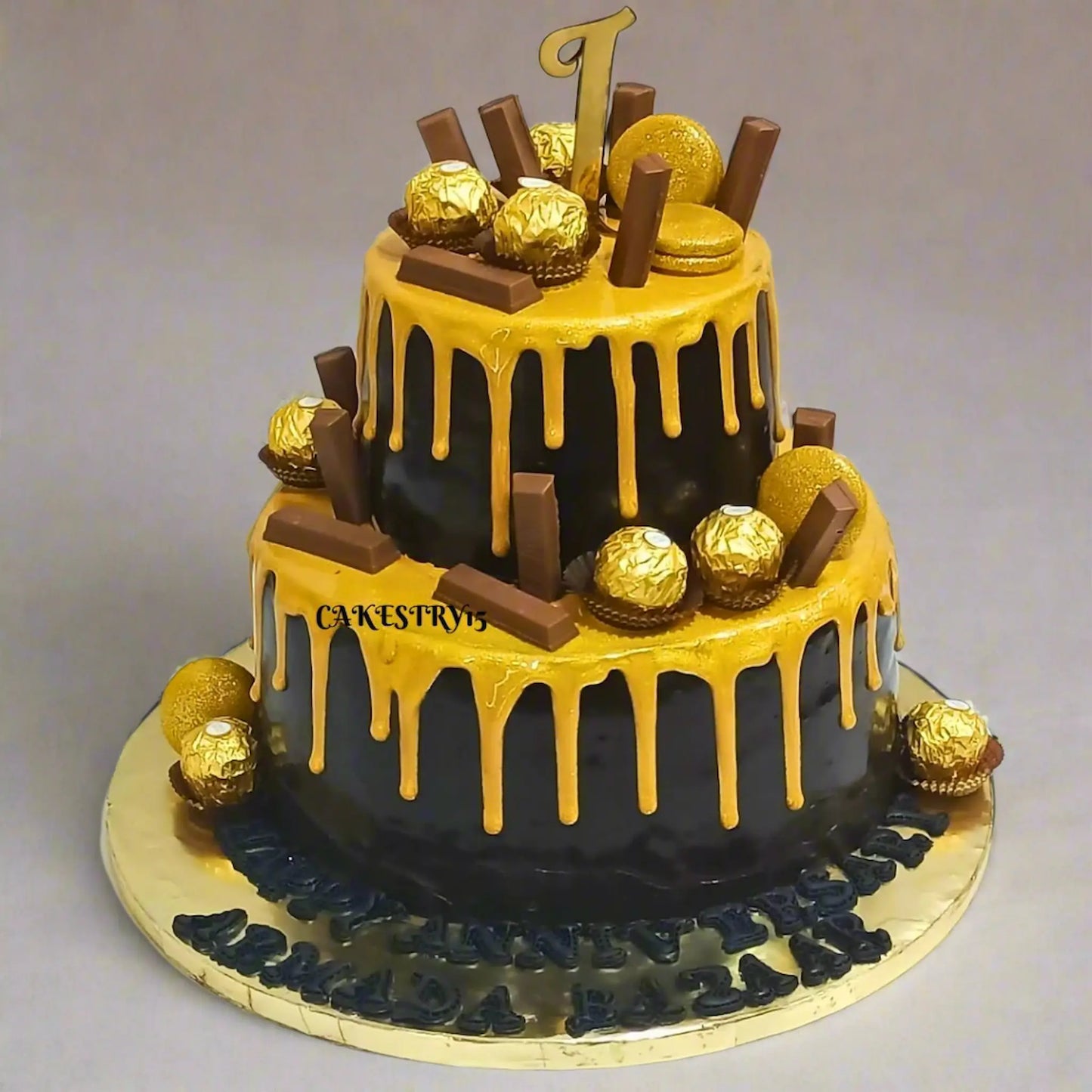 Chocolate flavor 2 tier ferrero Rocher 5kg size birthday Cake for boss by cakestry15 noida,full image