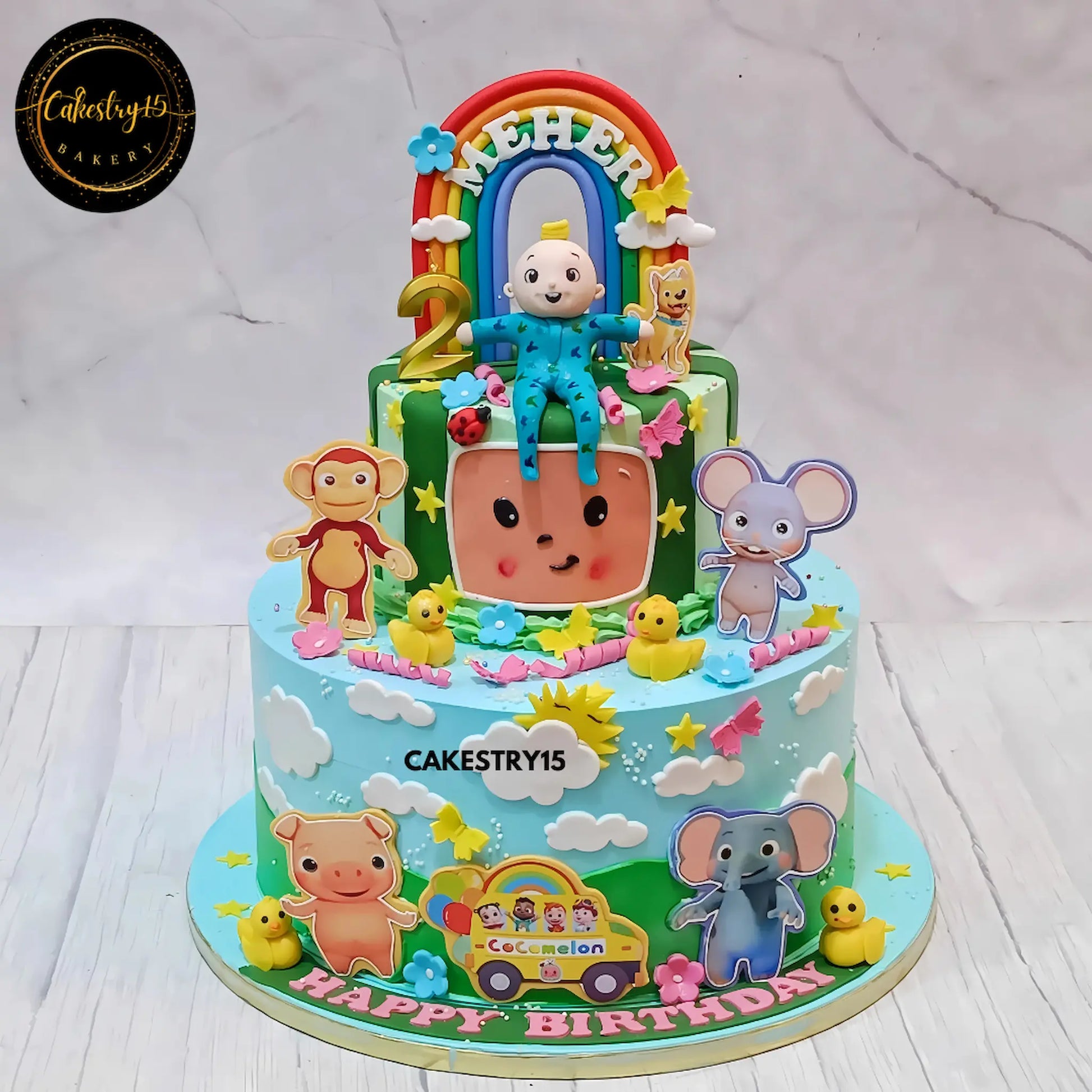 Cocomelon Wonderland Cake,4kg pineapple 2nd birthday cake by cakestry15 noida,cake full image