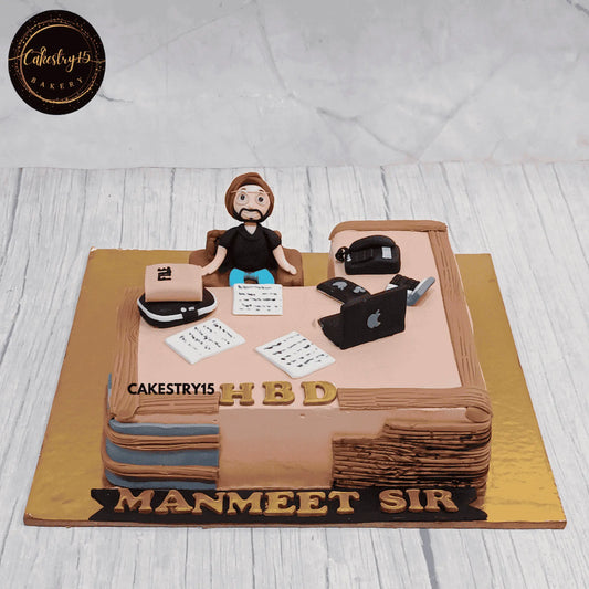 Corporate Celebration Cake,one kg pineapple boss birthday cake by cakestry1 noida serving in noida,ghaziabad,noida extension and delhi,cake full image