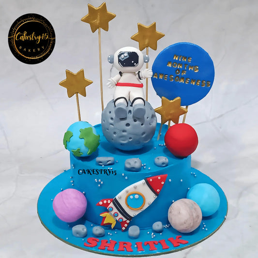 Cosmic Explorer 1kg chocolate first birthday Cake by cakestry15 noida,cake full image