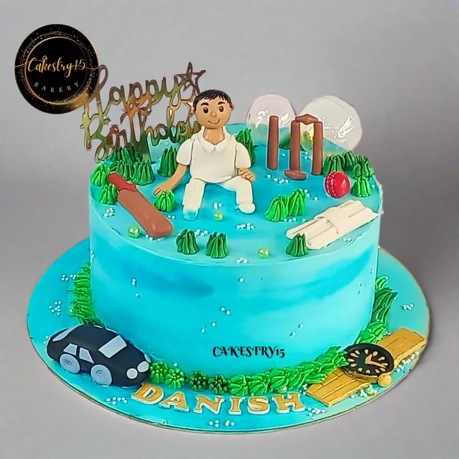 Cricket Boy Theme 1.5kg pineapple Cake by cakestry15,noida,cake full image