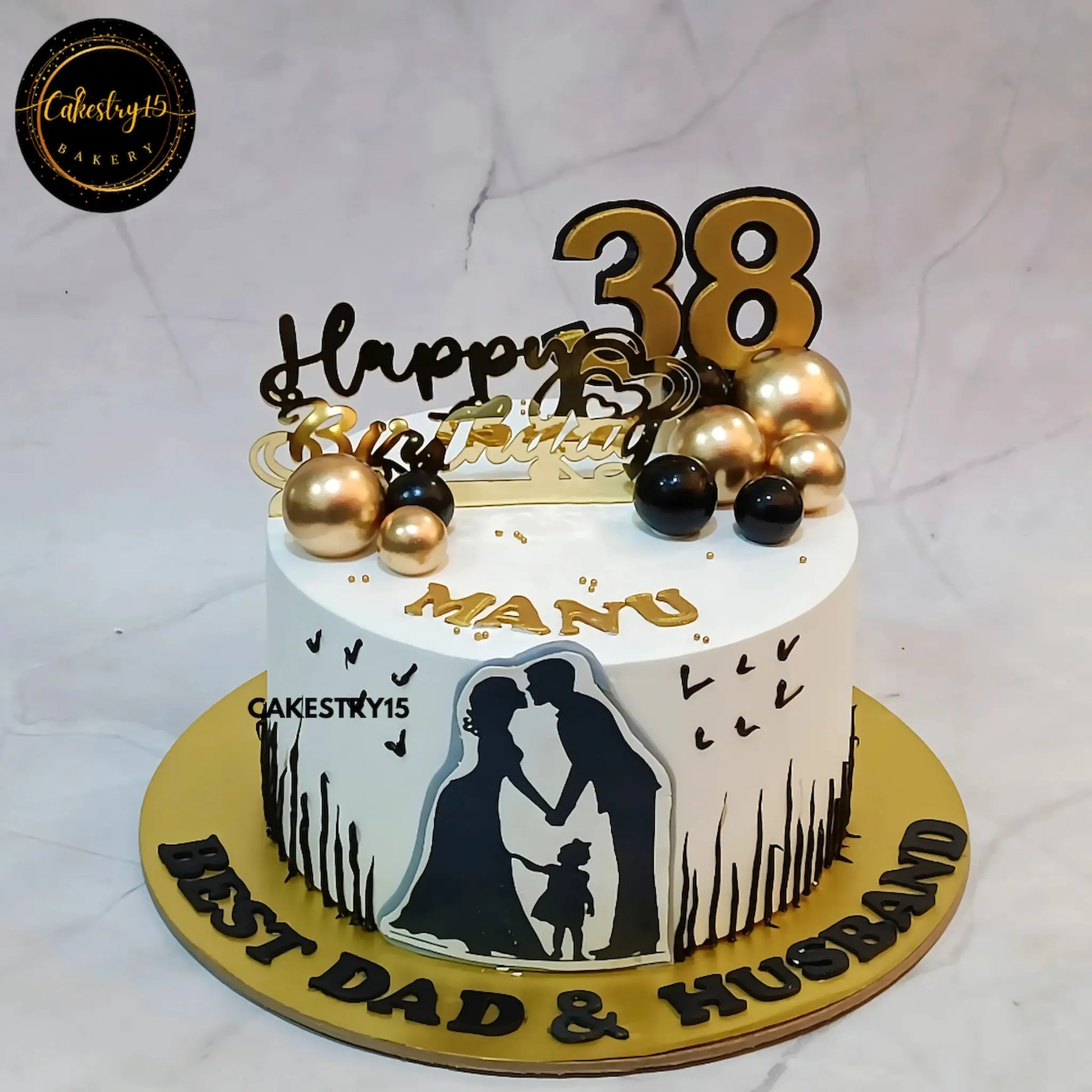 Dad & Husband’s Delight,1kg pineapple cake for 38th birthday by cakestry15 noida,cake full image