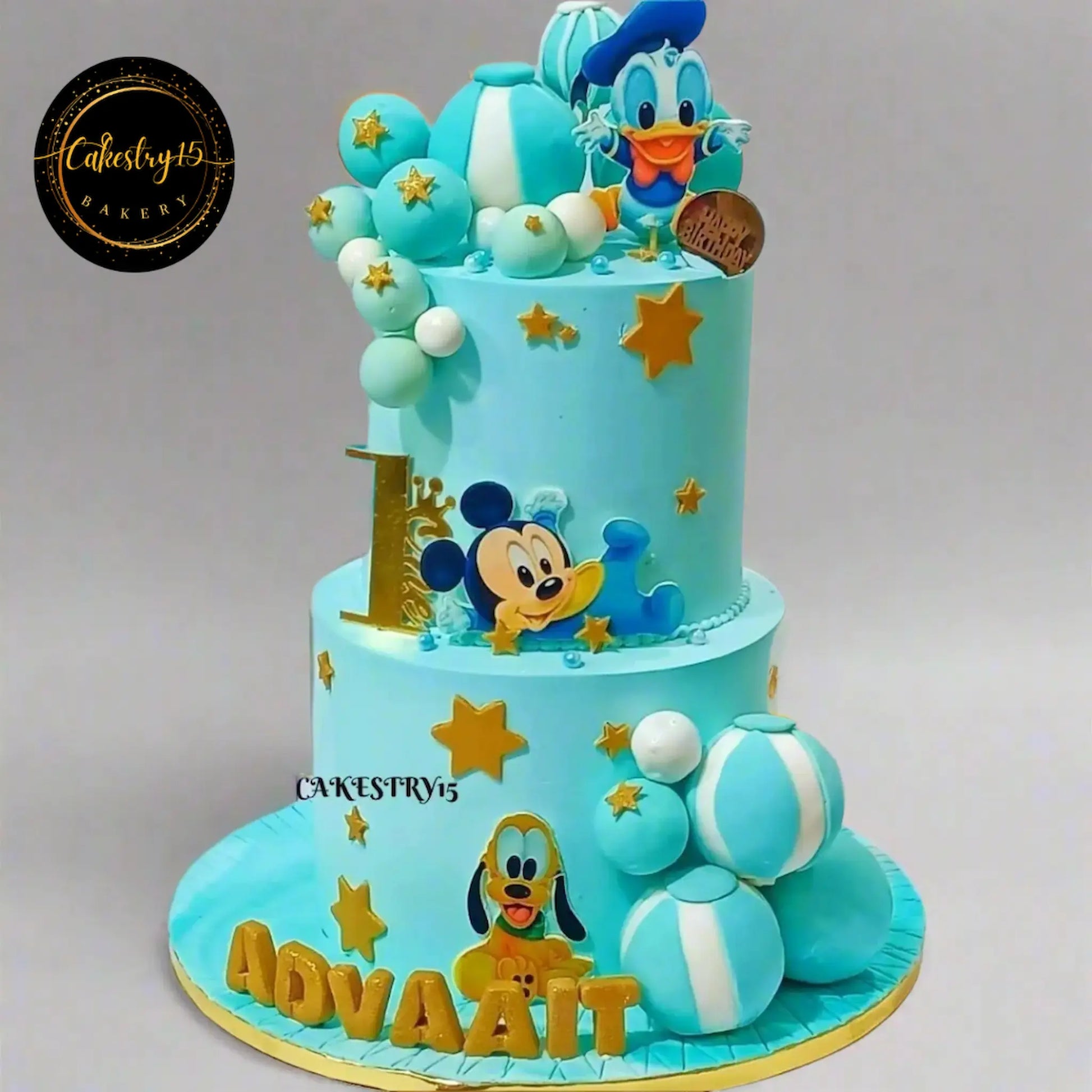 Jungle Theme Rainbow 1.5kg Pineapple 1st birthday Cake by cakestry15,noida,cake full image