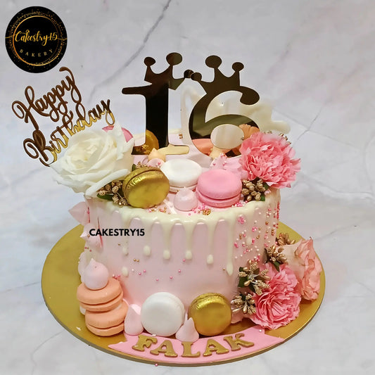 Elegant 16th Birthday Pineapple Cake,one kg,cakestry15 noida,cake for teens,cake full image