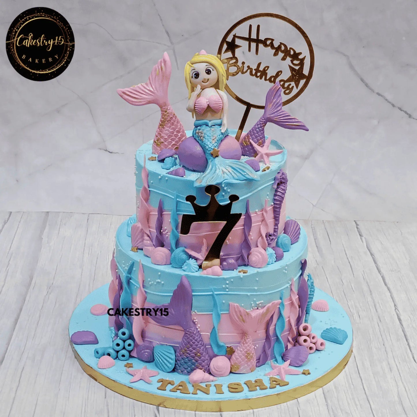 Enchanted Mermaid Dream Cake,3kg 2tier chocolate flavor 7th birthday cake for a girl by cakestry15 noida,cake full image