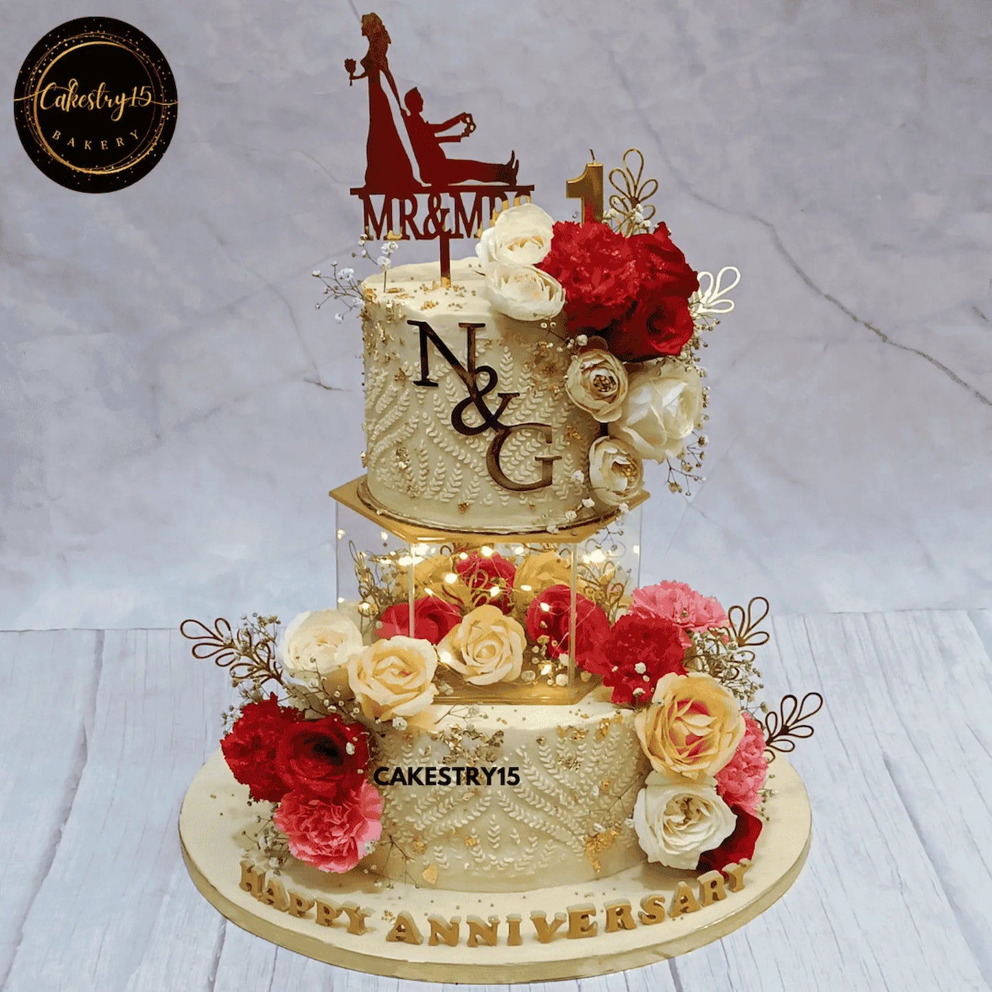 Engraved Elegance Anniversary Cake,5kg chocolate happy anniversary cake by cakestry15 noida,first year,cake full image