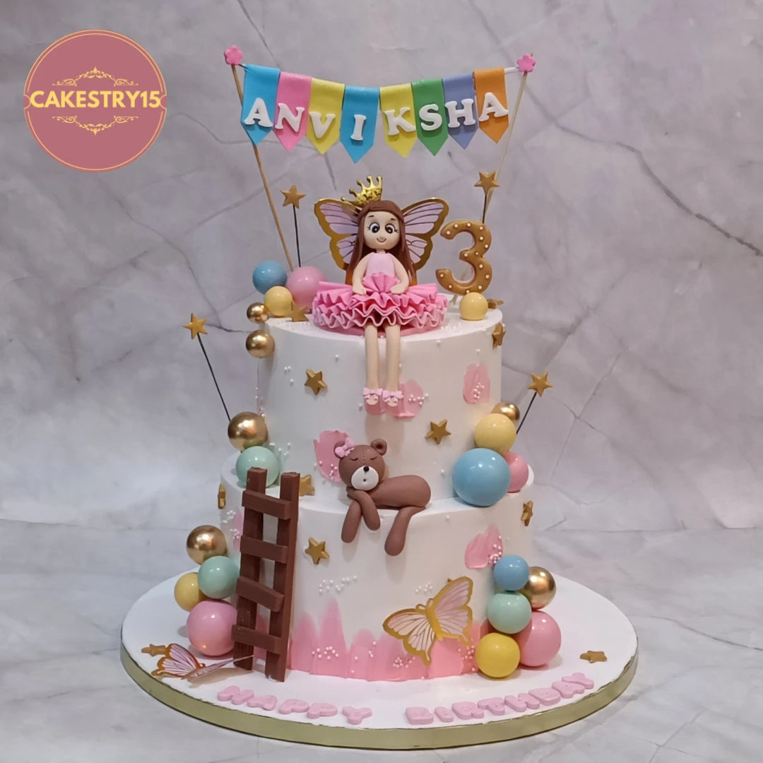 Baby girl 3rd birthday kids birthday cake in blueberry flavour, premium theme cake Noida crafted with fresh eggless cakes for milestone celebrations.