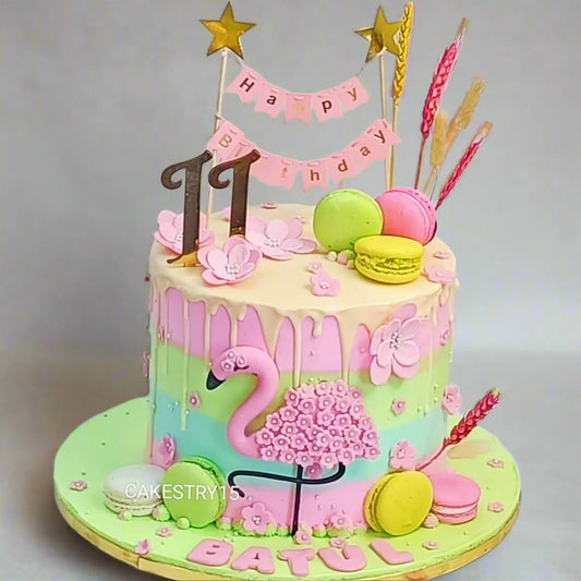 Flamingo Theme 3kg chocolate birthday Cake by cakestry15,noida,full cake image