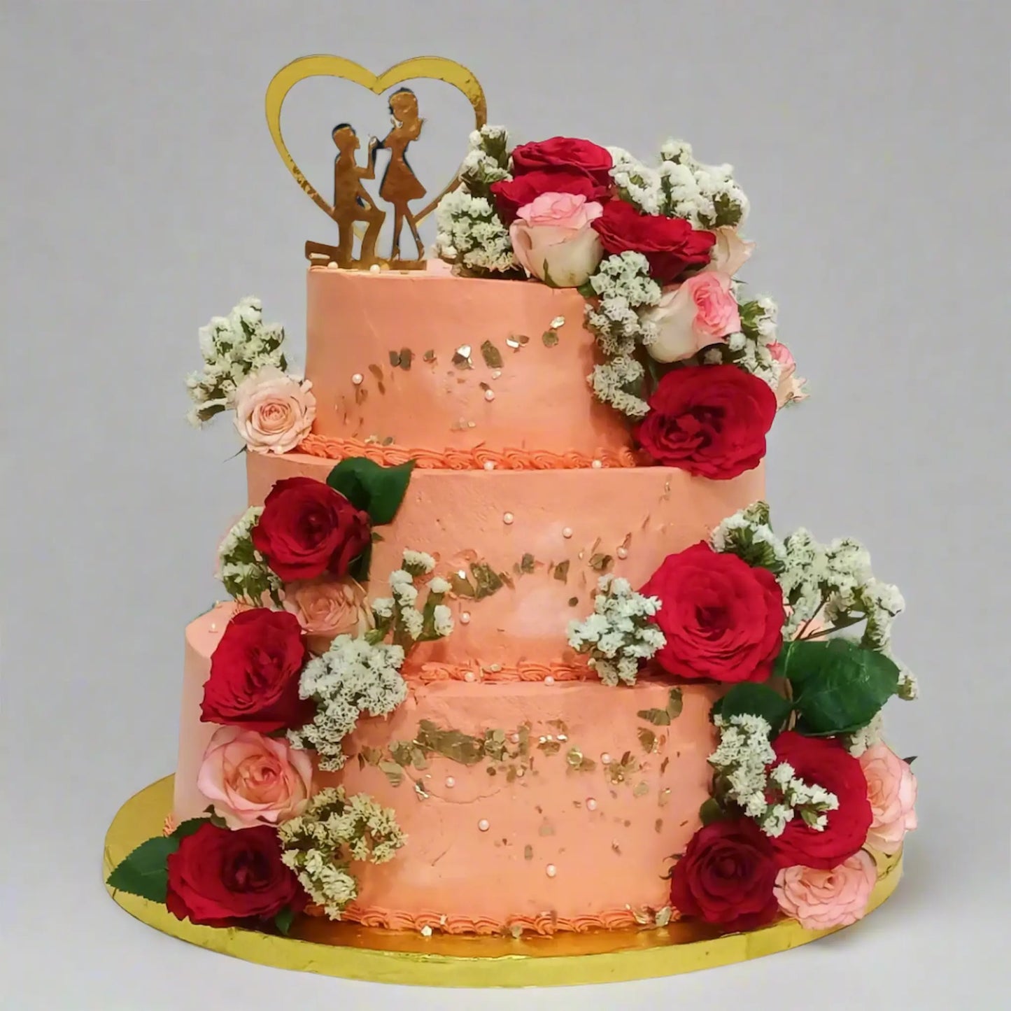 Floral 3 Tier Engagment 5kg black forest cake by cakestry15 noida,cake zoom in image