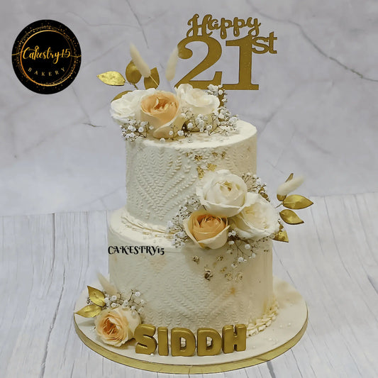 Floral Engraved 3kg Pineapple Bliss,21st birthday,engraving designs,cake for men,cake full image