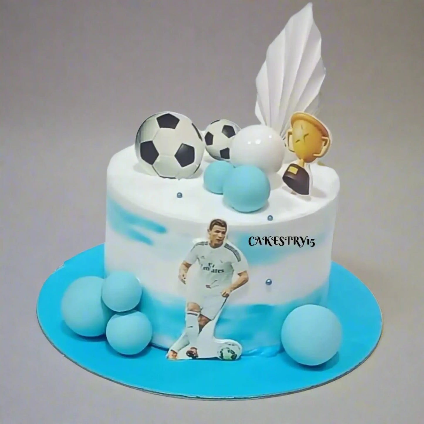 Football Ronaldo Theme 1kg pineapple birthday Cake by akestry15,noida,cake full image