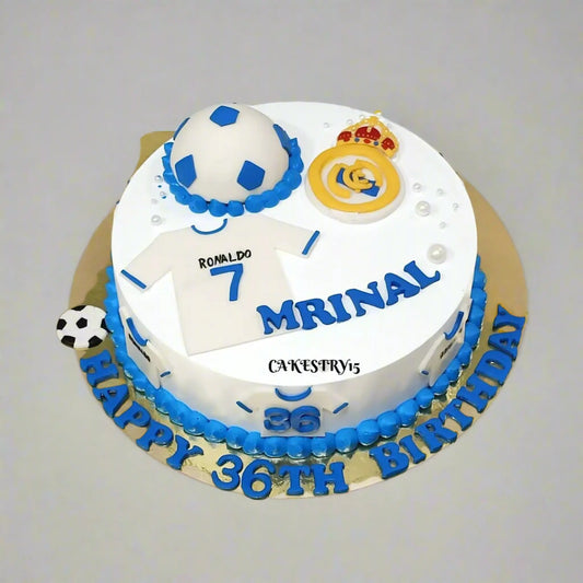 Football Theme 1kg pineapple birthday Cake by cakestry15,noida,cake full image
