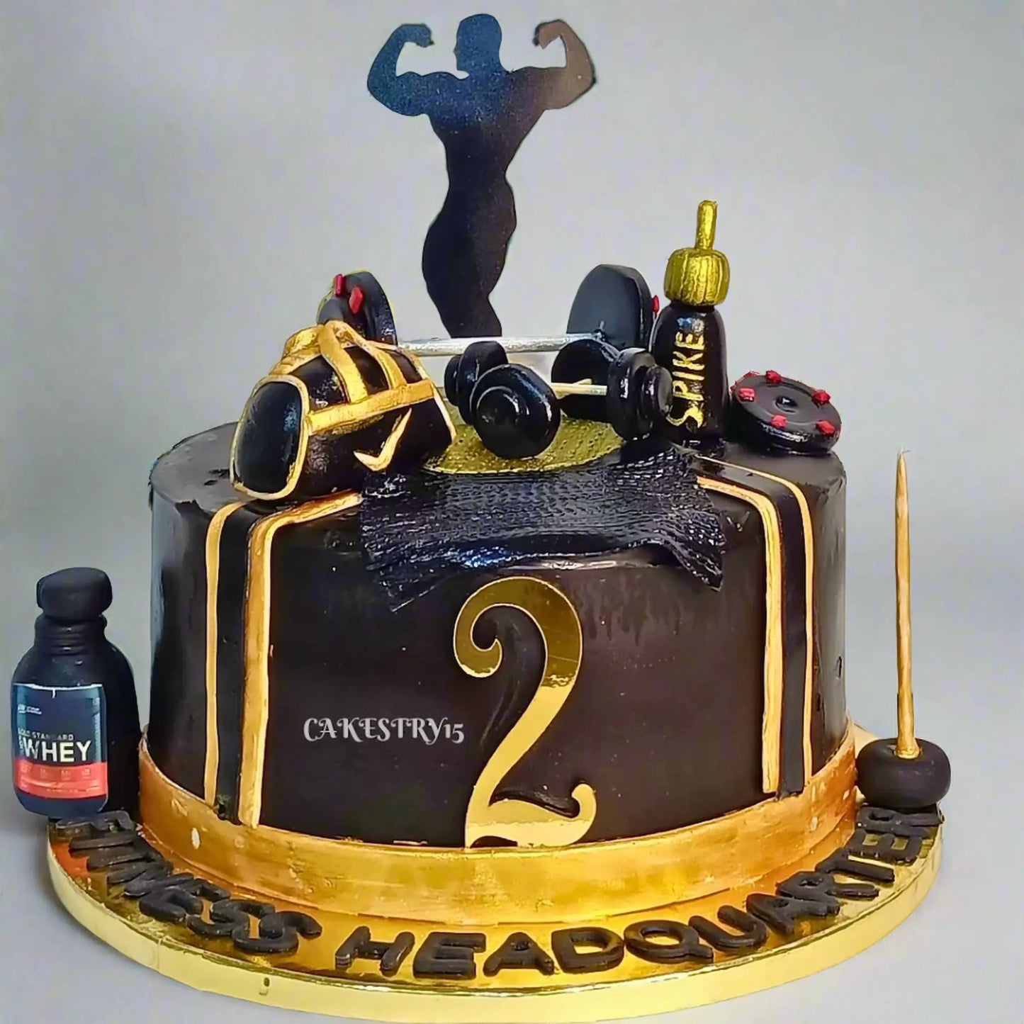 Gym Fitness Theme 2kg chocolate anniversary cake by cakestry15,noida,cake full image