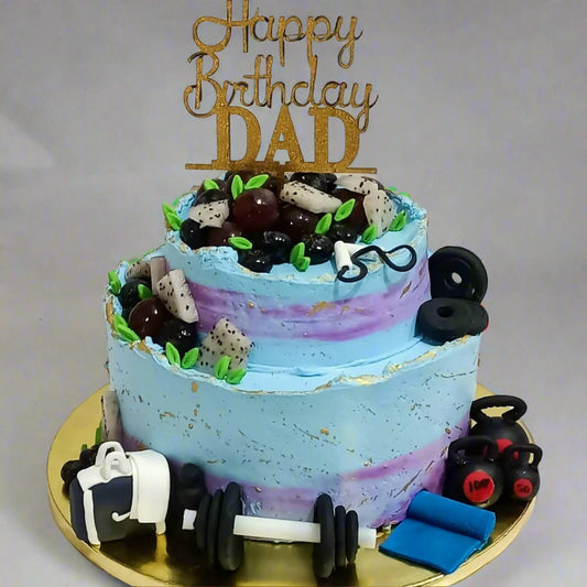 Gym Fruit Theme 3kg Dad Birthday Cake by cakestry15,noida,cake full image