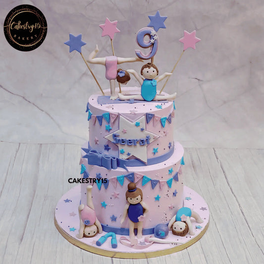 Gymnastics Dream Cake,3kg chocolate vanilla flavour,9th birthday for a girl by cakestry15 noida, cake full image, sports,aerobics,gym