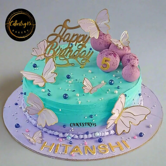 Happy 5th Birthday Lavender 1kg pineapple Cake by cakestry15 noida,full image